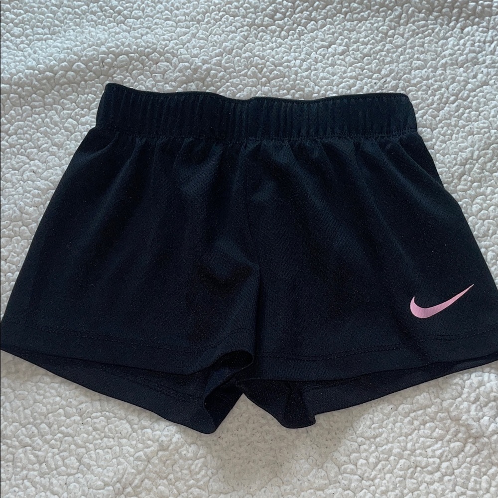 Nike Kids Black Shorts with Pink Logo